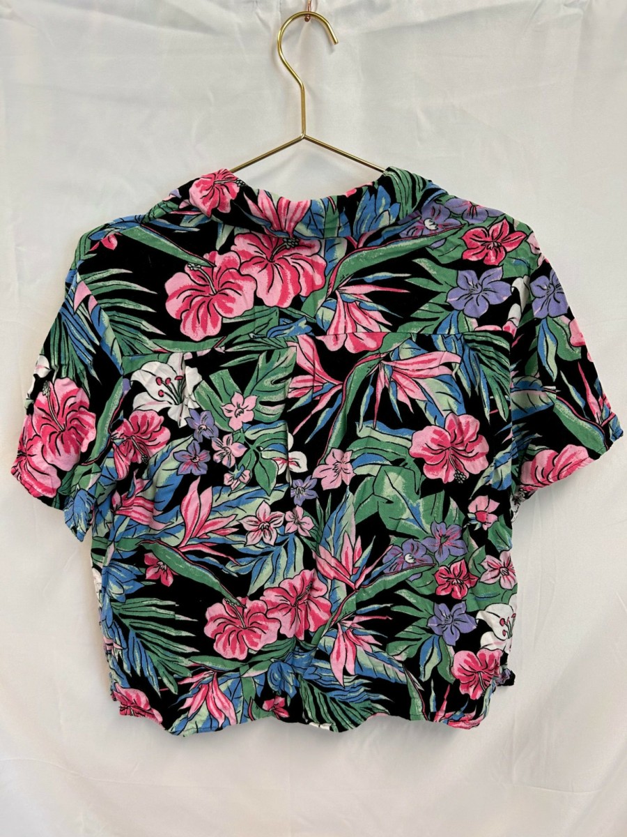 Clothing Vintage Items | Vintage: Wild Fable Cropped Hawaiian Button Down Mom Shirt, Made In Indonesia