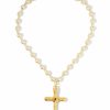 Jewelry Vanessa Mooney | The Nova Pearl Cross Necklace