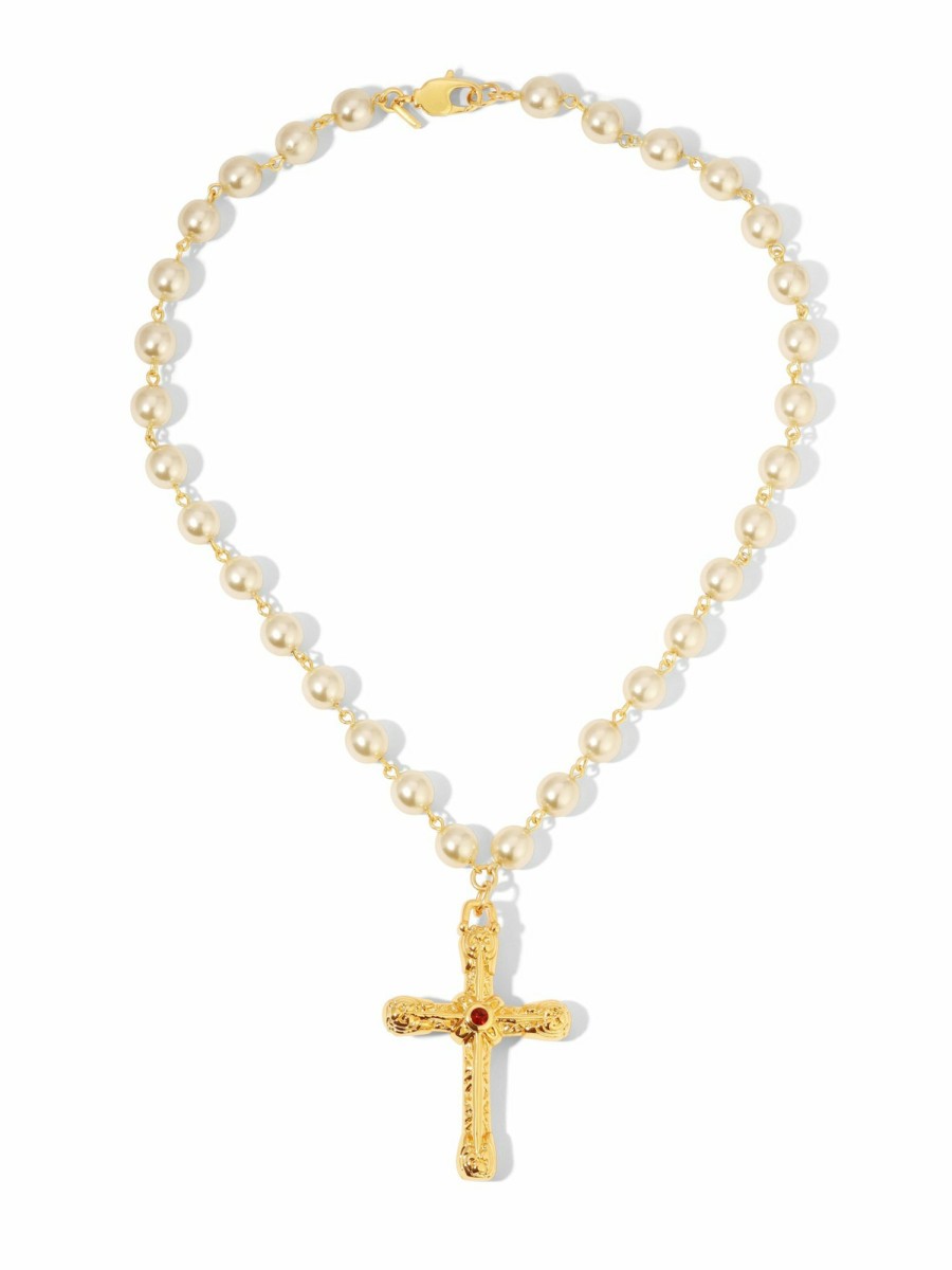 Jewelry Vanessa Mooney | The Nova Pearl Cross Necklace