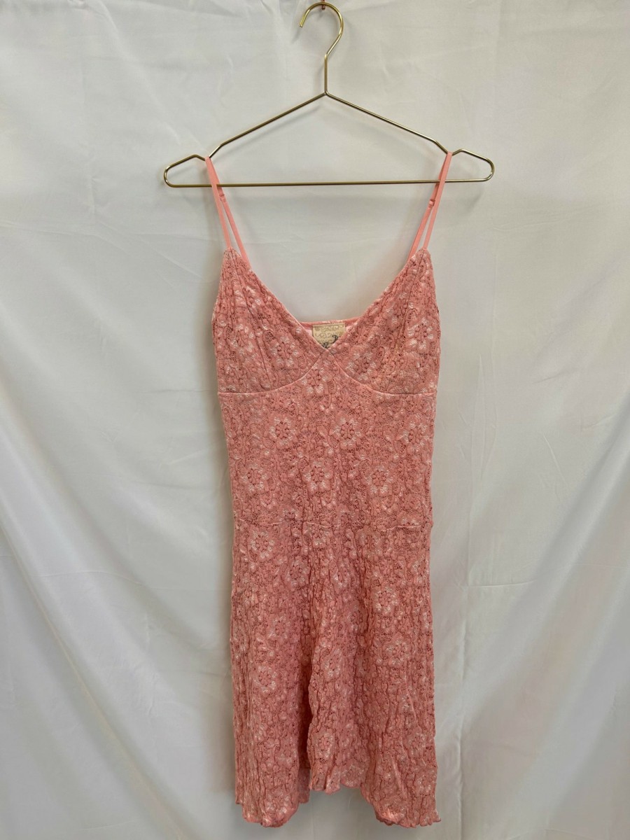 Clothing Vintage Items | Vintage: Rhapsody Baby Pink Lacey Spaghetti Strap Dress