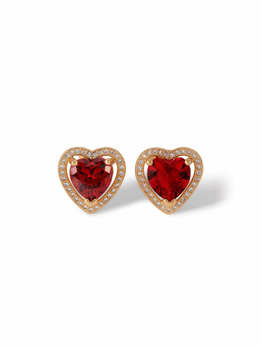 Jewelry Vanessa Mooney | The Mini Heart Earrings - Ruby