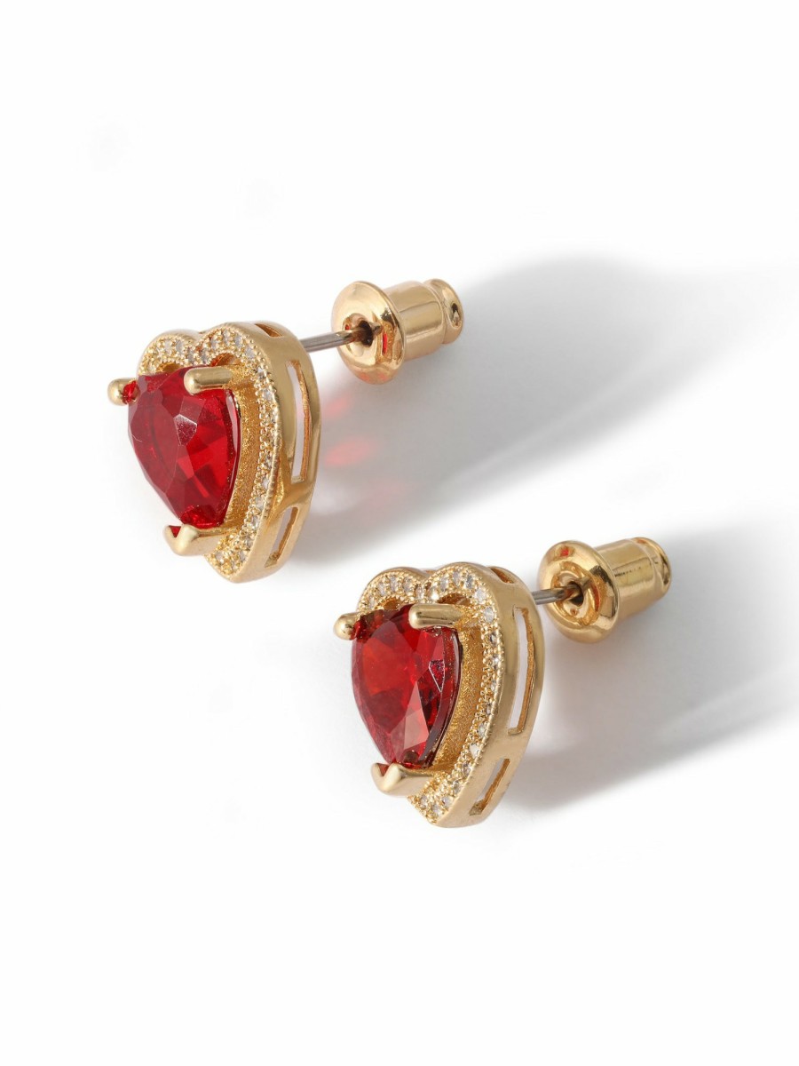 Jewelry Vanessa Mooney | The Mini Heart Earrings - Ruby