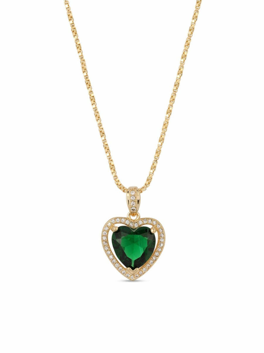 Jewelry Vanessa Mooney | The Mini Heart Necklace - Emerald