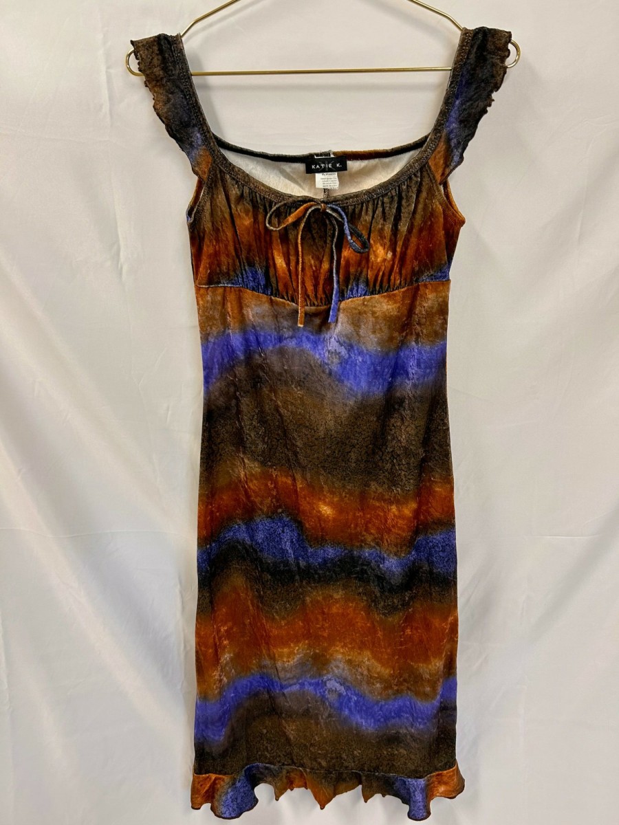 Clothing Vintage Items | Vintage: Katie K, Made In The Usa, Crushed Velvet Empire Waist Midi Dress