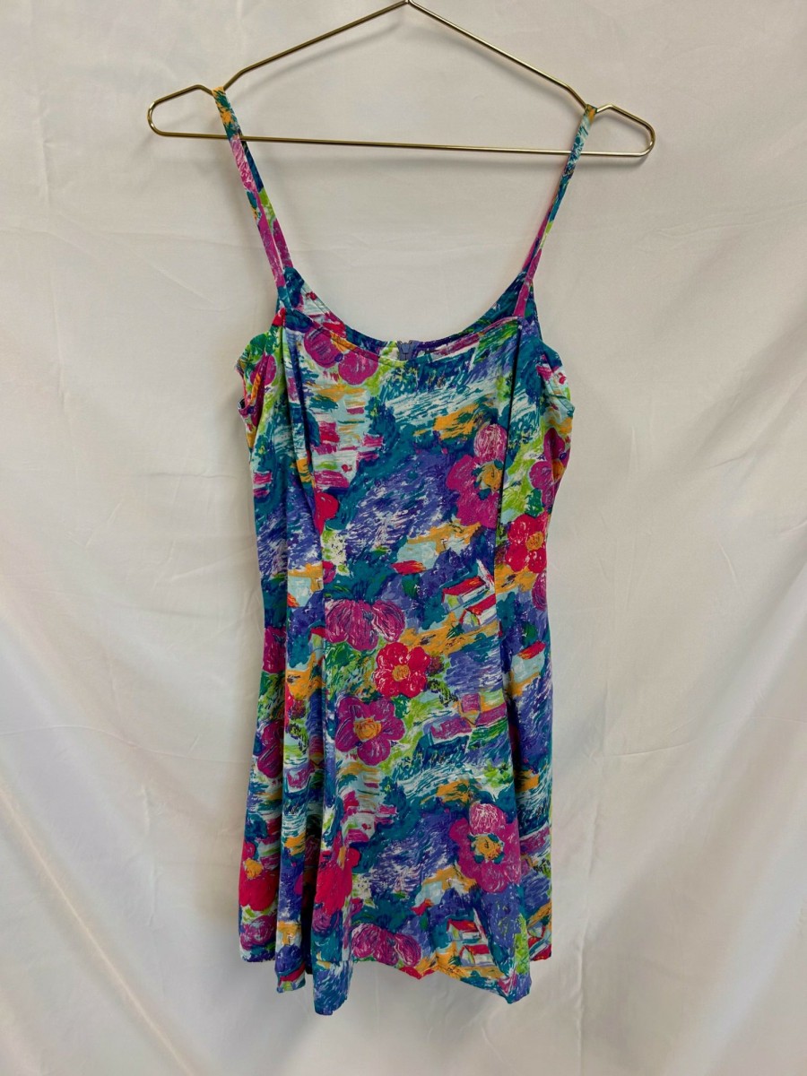 Clothing Vintage Items | Viintage: Shok 80S/90S Bright Floral Everyday Dress