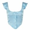 Clothing Vanessa Mooney | The Heather Top - Sky Blue Satin