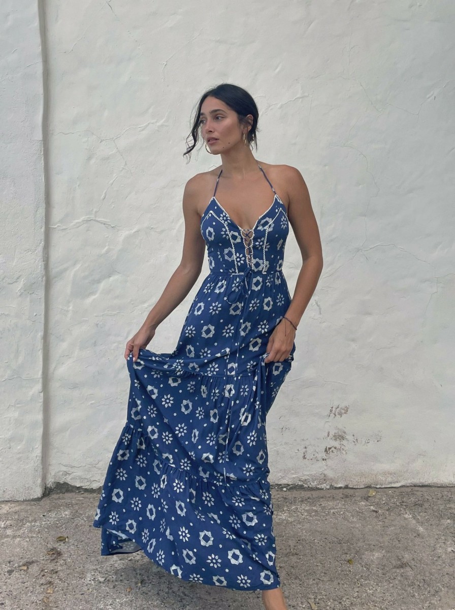 Clothing Vanessa Mooney | The Harriet Dress - Indigo Flower