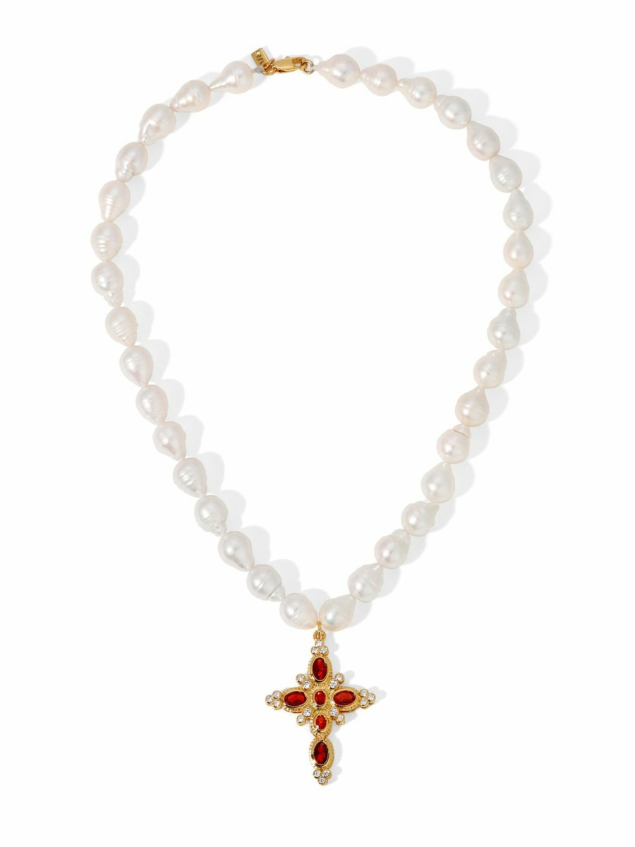 Jewelry Vanessa Mooney | The Aalia Pearl Cross Necklace