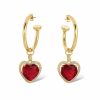 Jewelry Vanessa Mooney | The Ruby Heart Hoop Earrings