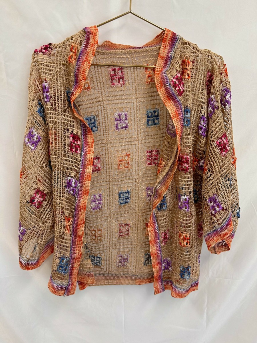 Clothing Vintage Items | Vintage: Fairweather Crochet Multi-Color Cardigan