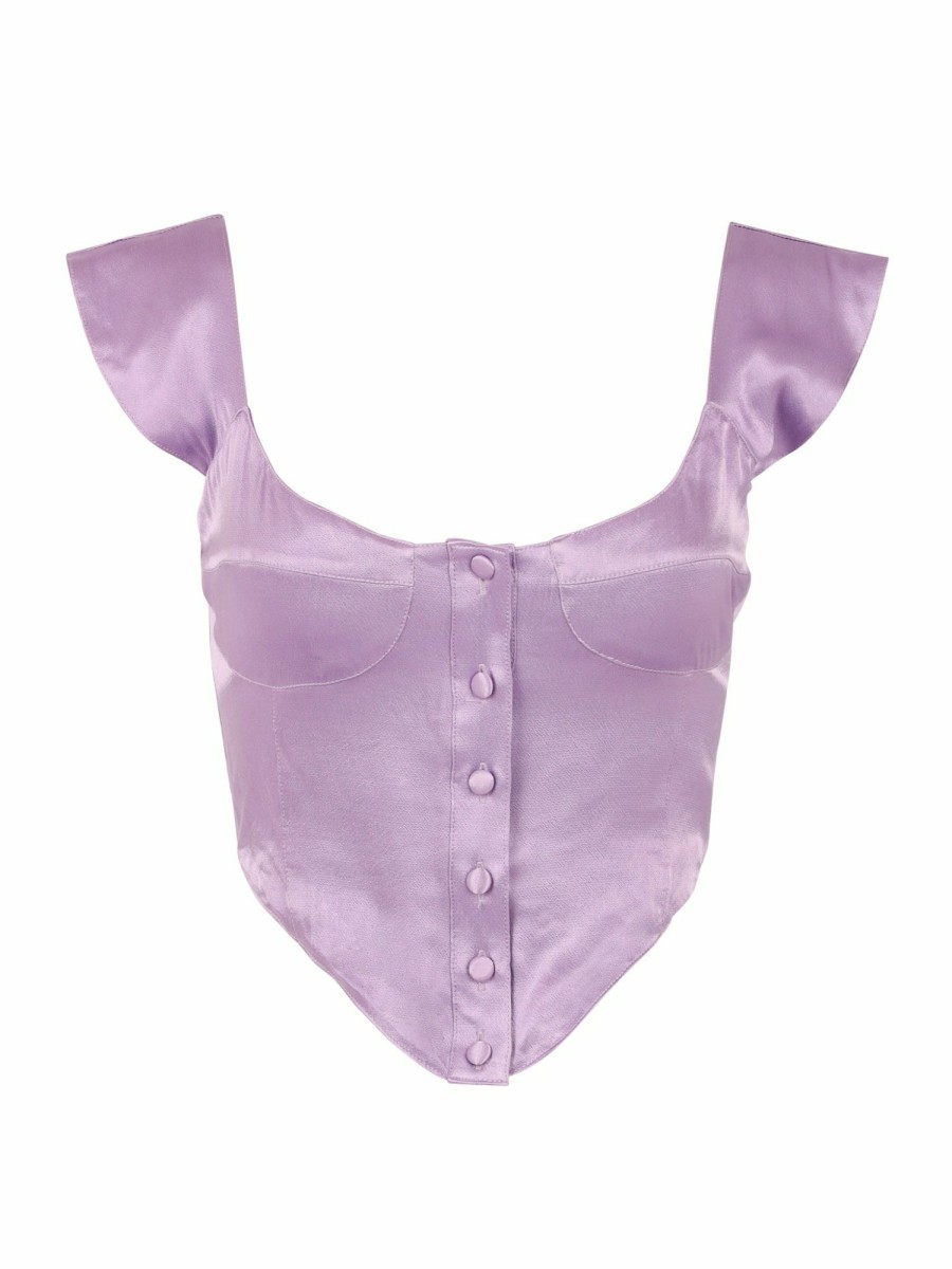 Clothing Vanessa Mooney | The Heather Top - Lavender Satin