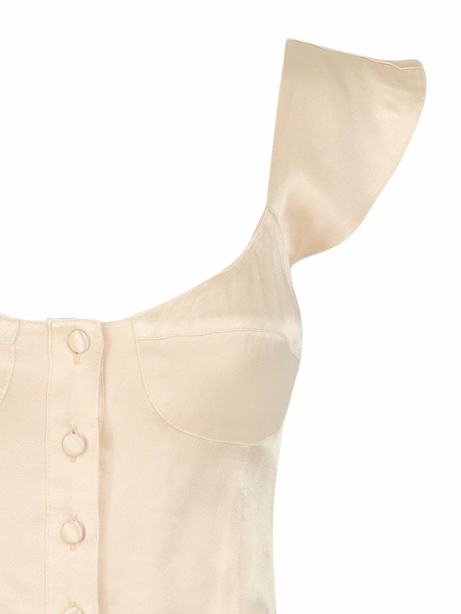 Clothing Vanessa Mooney | The Heather Top - Cream Satin