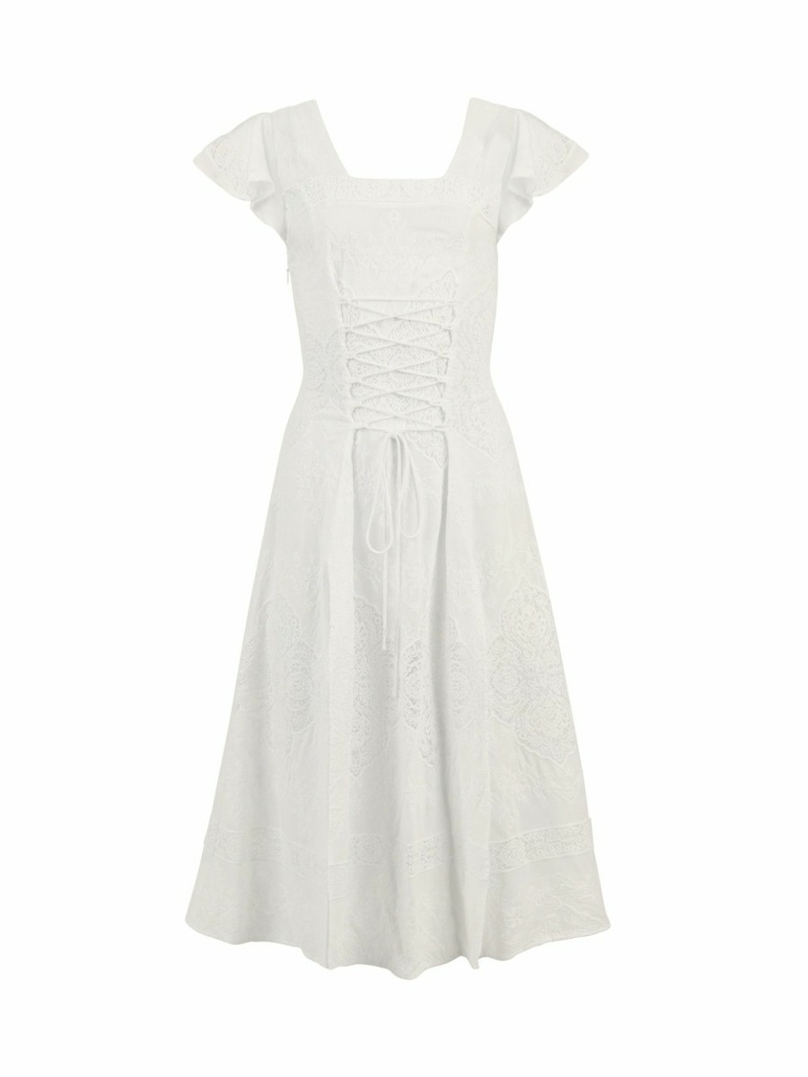 Clothing Vanessa Mooney | The Claudette Dress - White Crepe