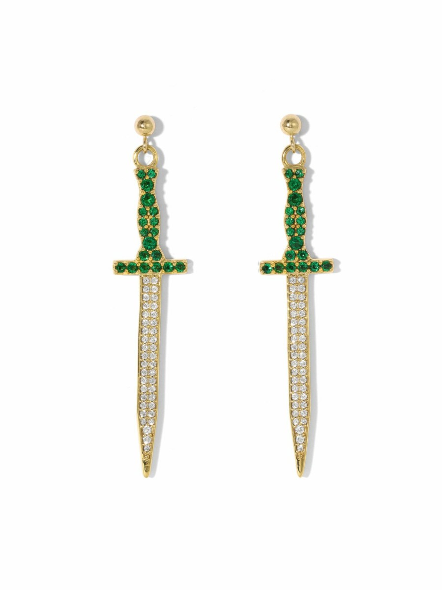 Jewelry Vanessa Mooney | The Isla Dagger Earrings - Emerald