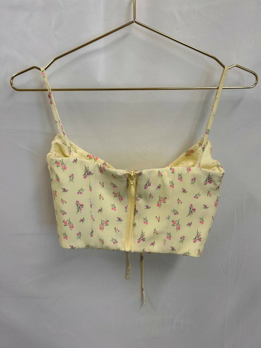 Clothing Vintage Items | Viintage: House Of Cb London Yellow Floral Spaghetti Crop