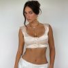 Clothing Vanessa Mooney | The Elisabeth Crop Top - Cream Satin