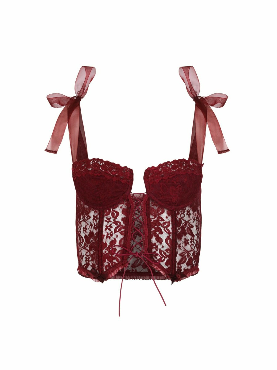 Clothing Vanessa Mooney | The Lana Corset Top - Burgundy