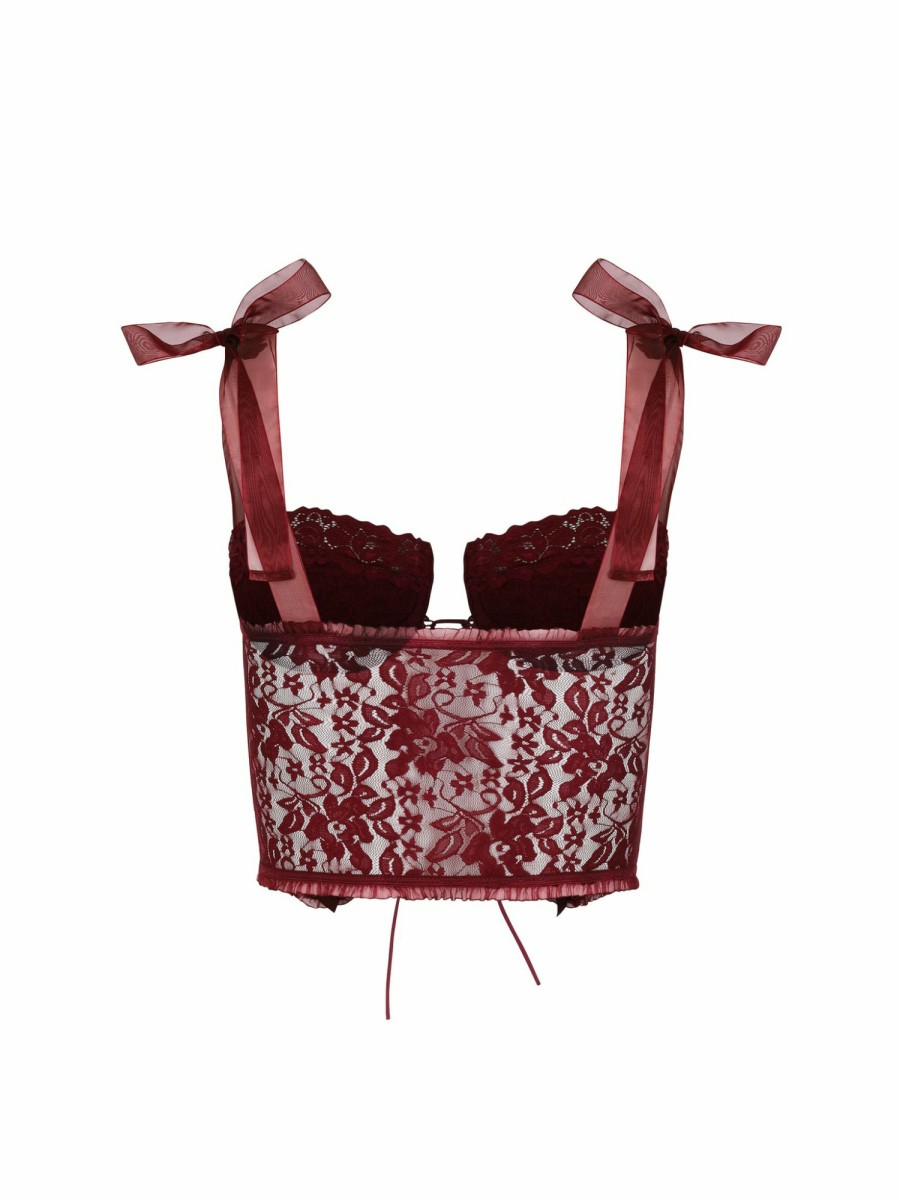 Clothing Vanessa Mooney | The Lana Corset Top - Burgundy