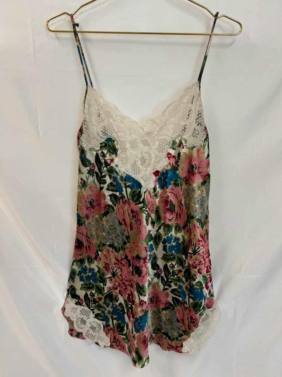 Clothing Vintage Items | Vintage: Victoria'S Secret Silky Rose Print & Lace Cami